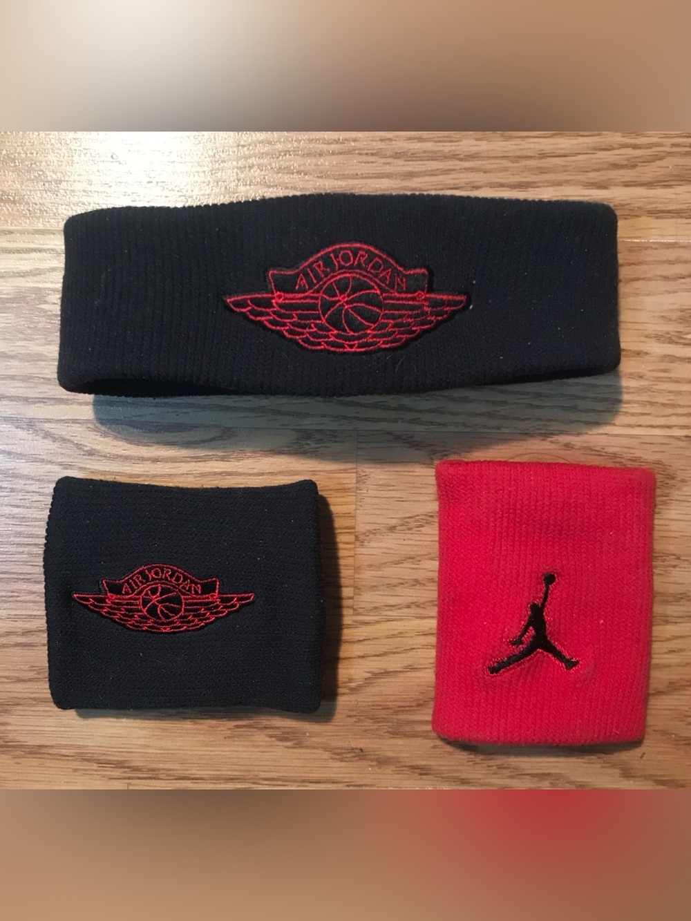 Nike Jordan Sweatband Set Jumpman & Wings Logo Black & Red